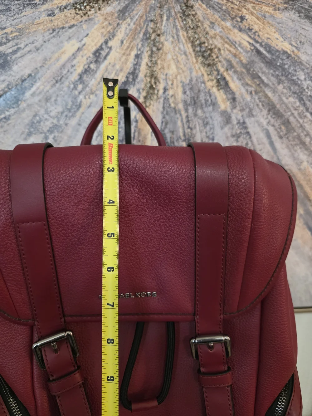 Michael Kors Cooper Pebbled Leather Backpack Unisex Burgundy 100% Leather HTF
